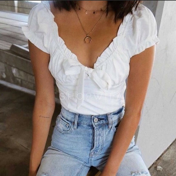 White Milkmaid Puff Sleeve Top - Picture 3 of 6